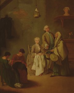 女性の縫製 作： Pietro Longhi